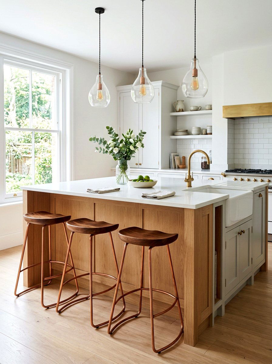 Kitchen Island With Copper Bar Stools - 30 copper kitchen accent ideas