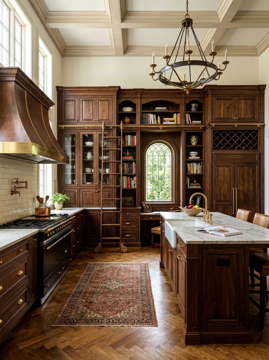 Kitchen Library Ladder - 30 floor to ceiling kitchen cabinets ideas