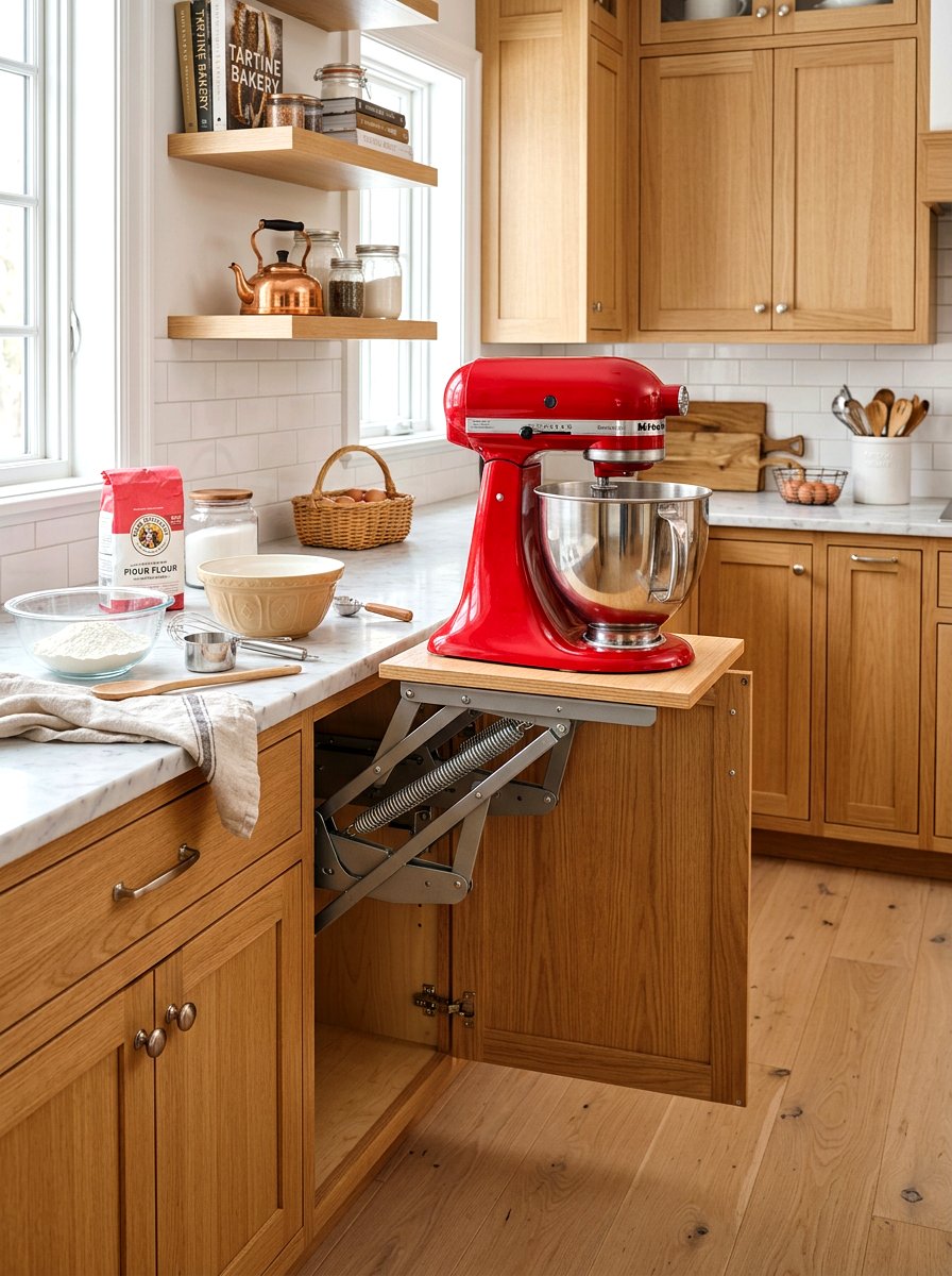 Kitchen Mixer Lift - 30 cabinet appliance storage ideas