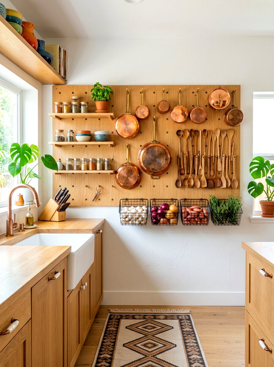 Kitchen Pegboard Wall - 30 kitchen storage ideas