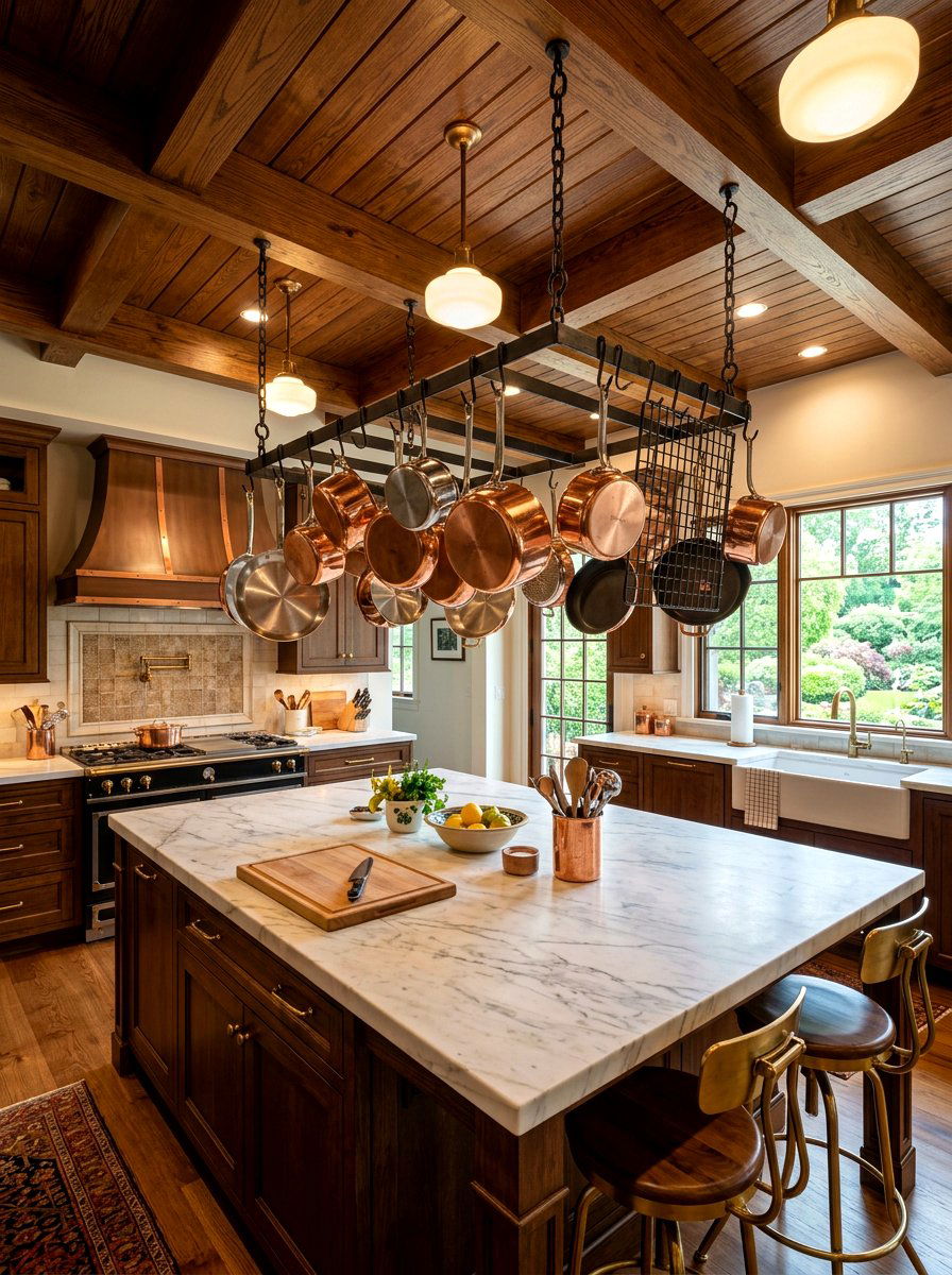 Kitchen Pot Rack - 30 cozy kitchen ideas