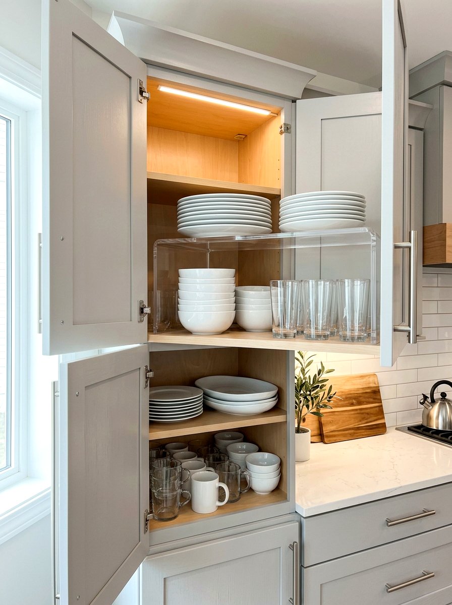 Kitchen Shelf Riser - 30 kitchen organization ideas