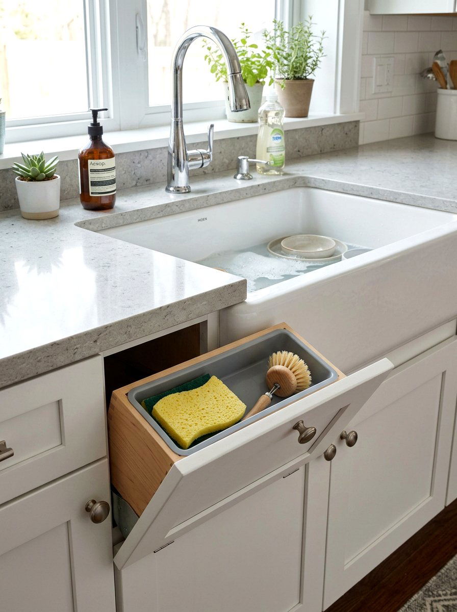 Kitchen Sink Tilt Out Tray - 30 concealed kitchen storage ideas