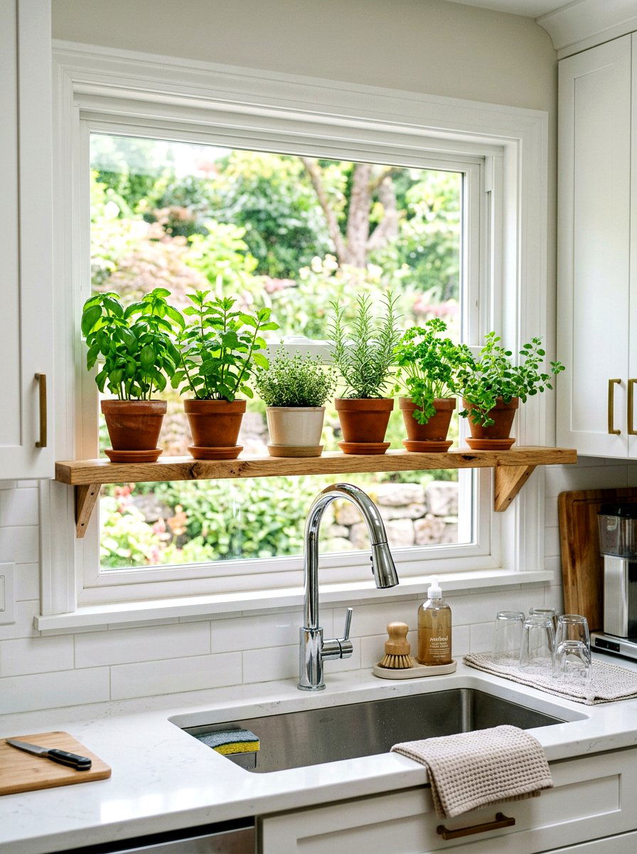 Kitchen Sink Window Shelf - 30 plant shelf window ideas
