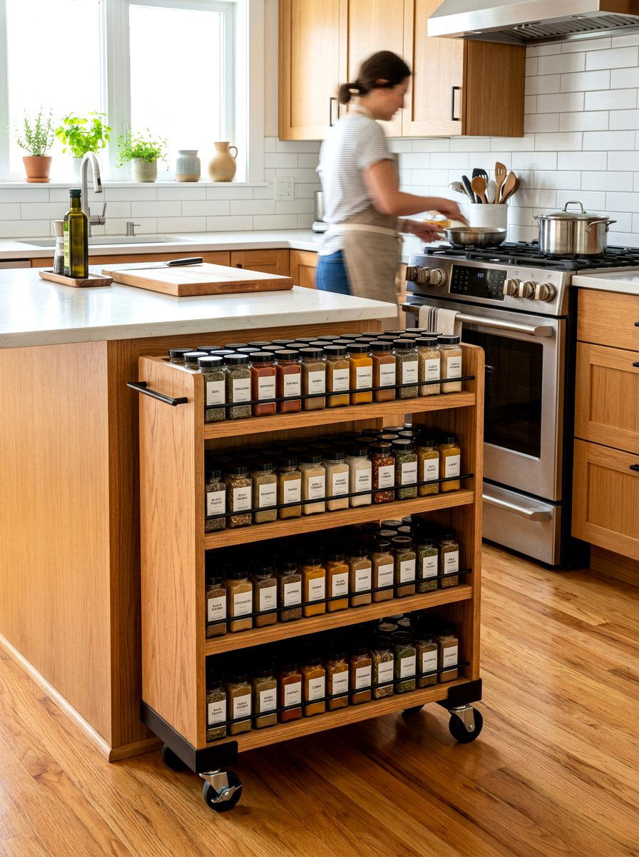 Kitchen Spice Rolling Cart - 30 rolling cart storage ideas