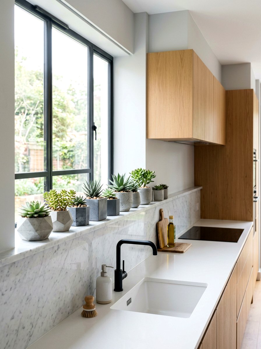 Kitchen Succulent Display - 30 kitchen plant ledge ideas