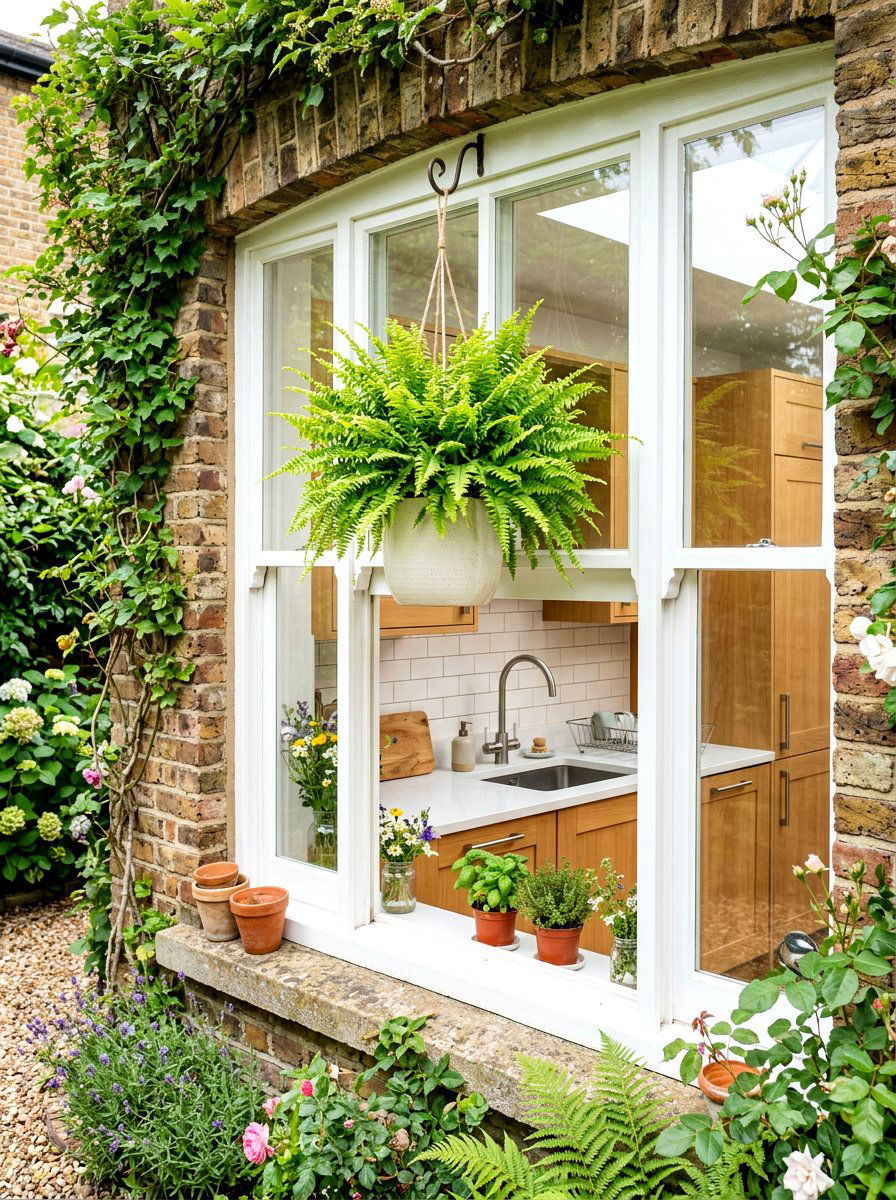 Kitchen Window Fern - 30 hanging fern indoor ideas