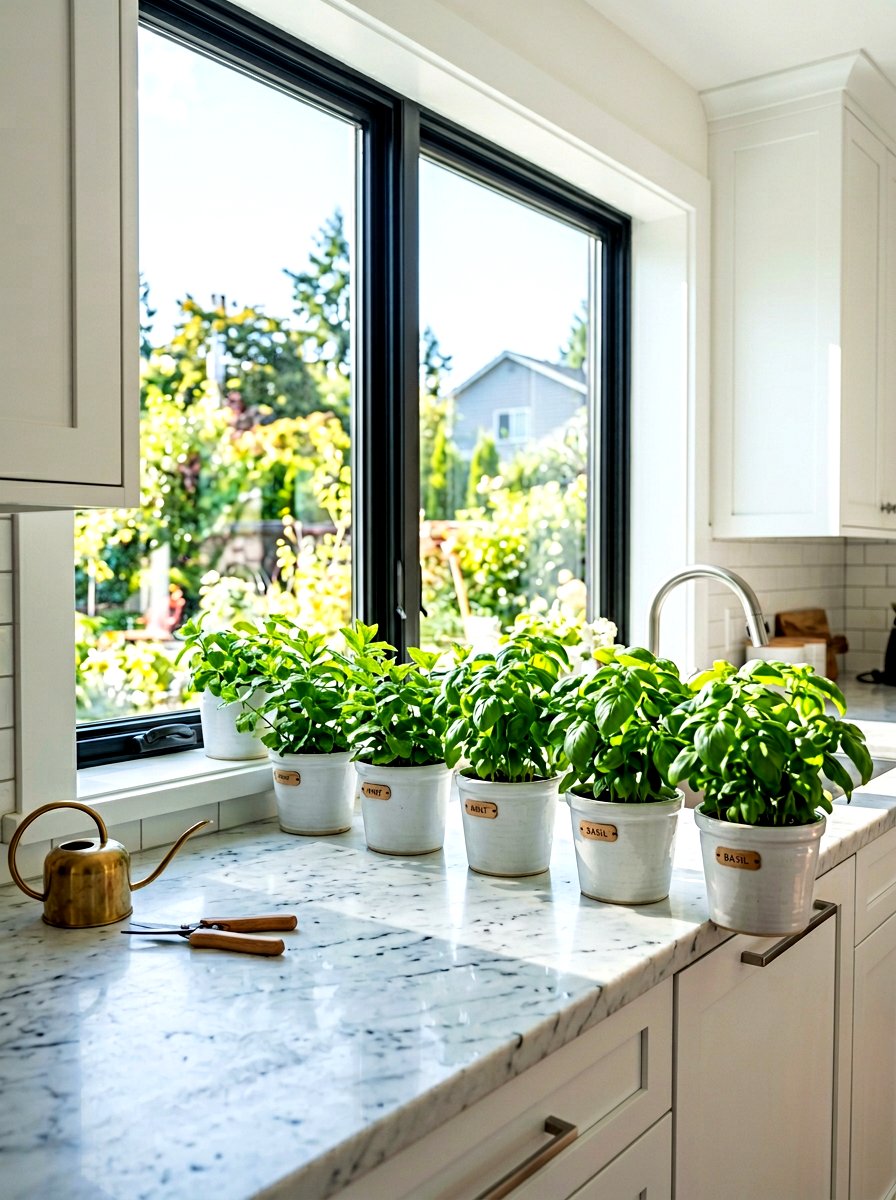 Kitchen Window Herb Garden - 30 small planter ideas
