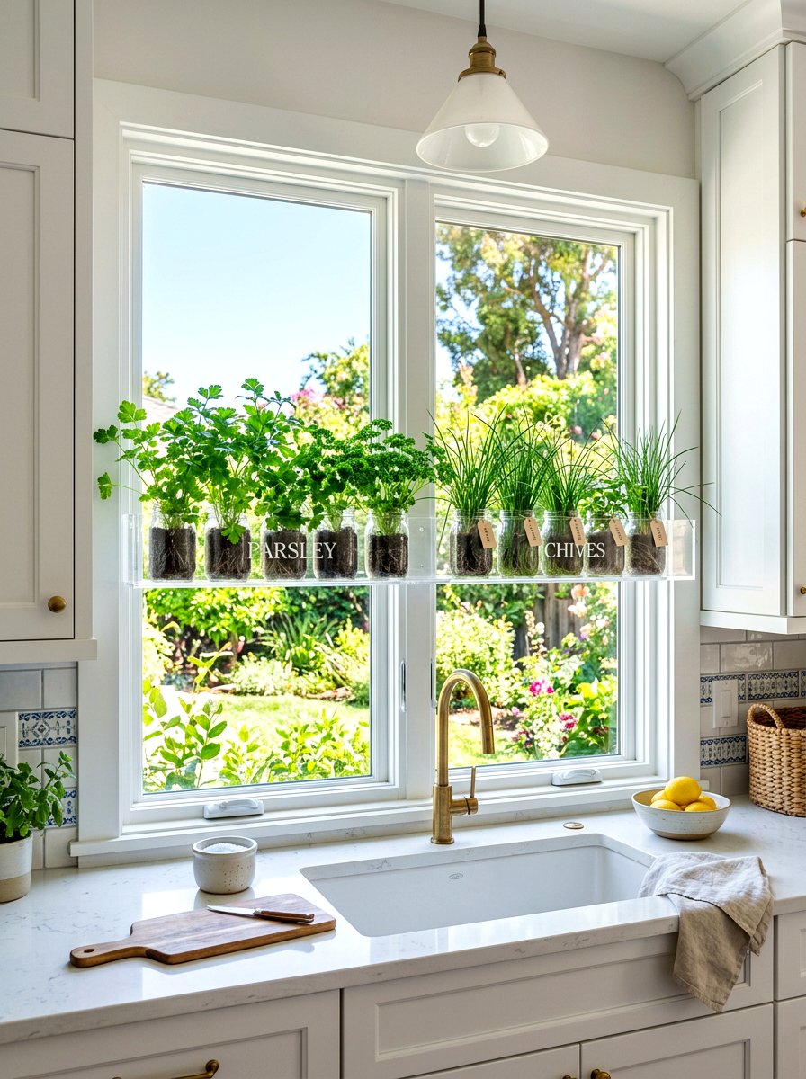 Kitchen Window Herb Garden Shelf - 30 herb garden shelf ideas