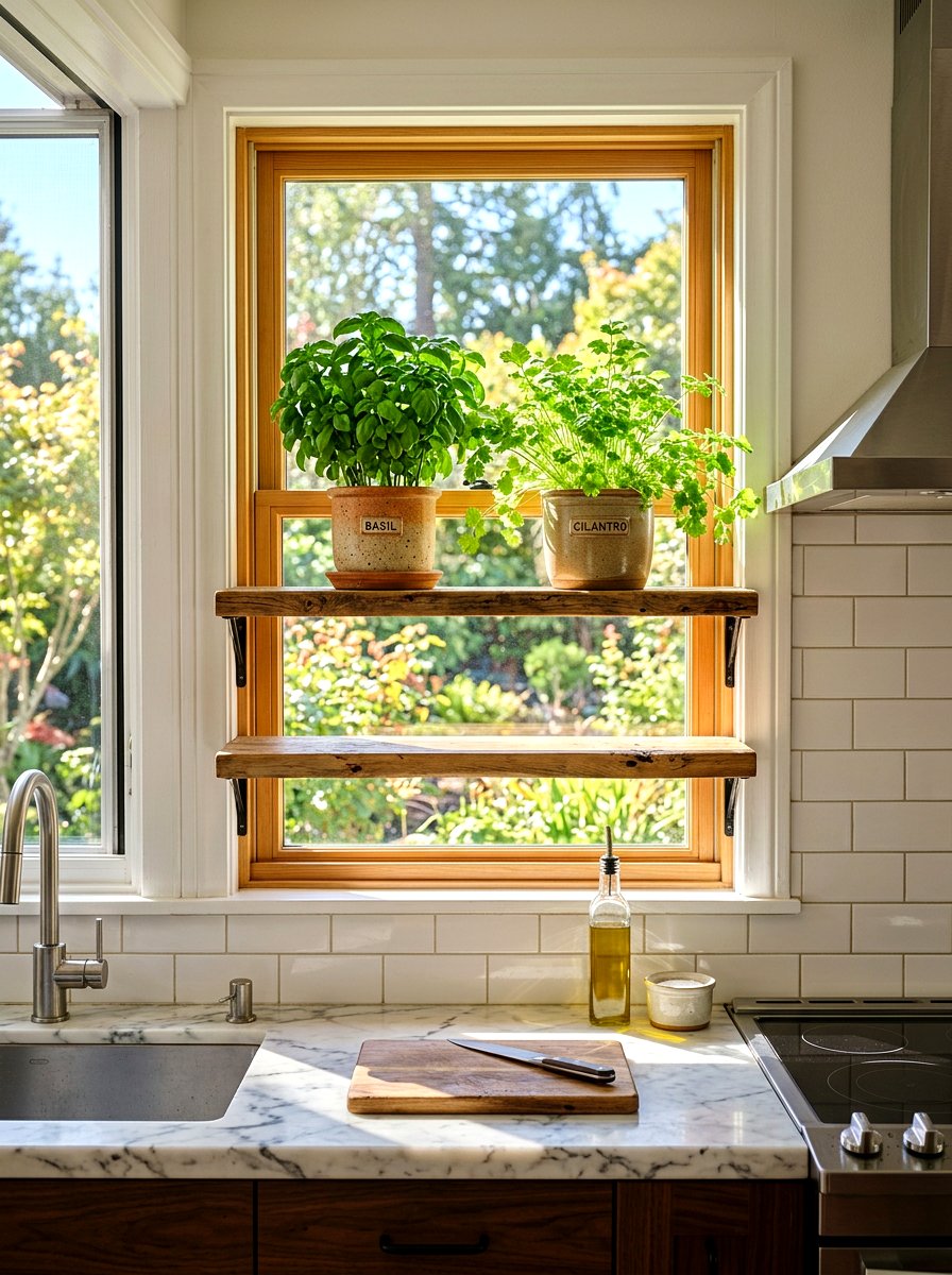 Kitchen Window Herb Shelf - 30 indoor herb shelf ideas