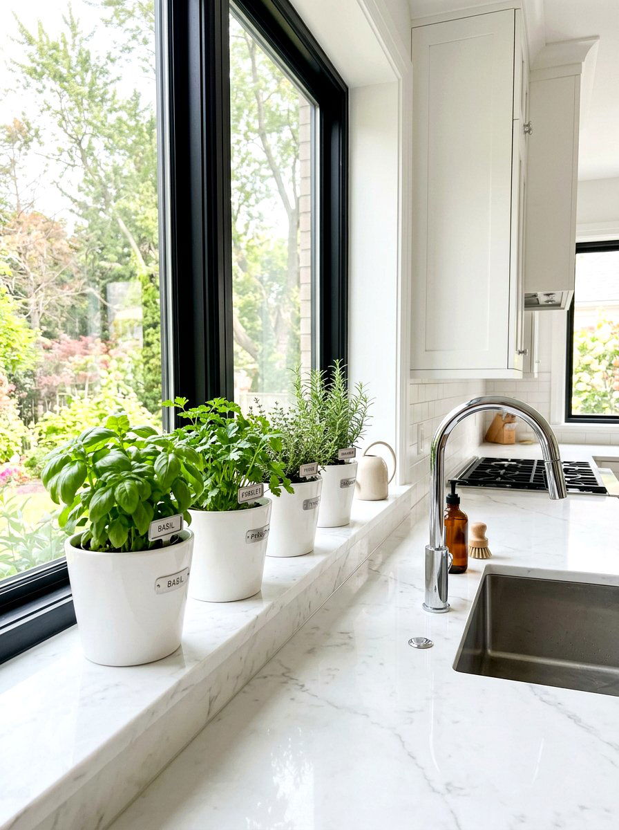 Kitchen Windowsill Herb Garden - 30 windowsill planter ideas