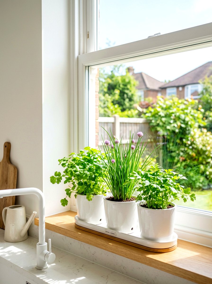 Kitchen Windowsill Herb Planter - 30 herb garden bed ideas