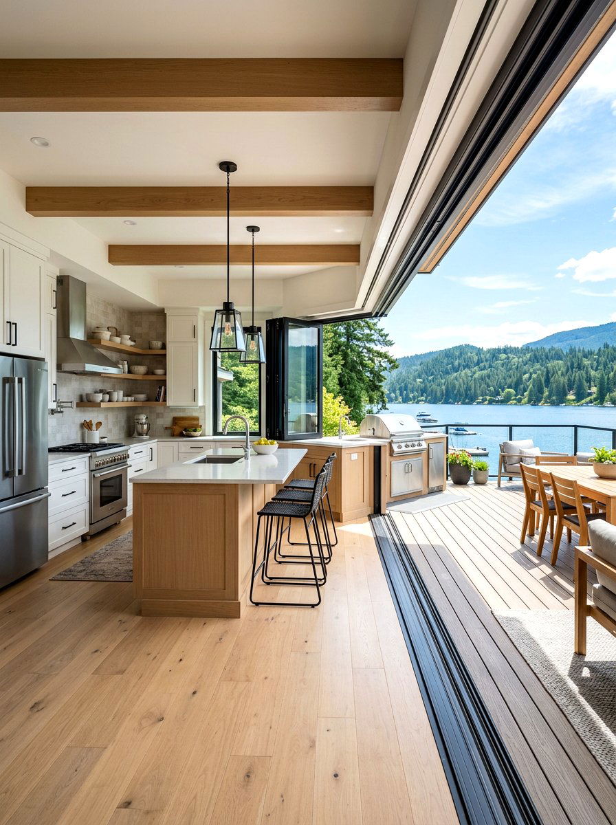 Kitchen With Sliding Glass Doors - 30 lake house kitchen ideas