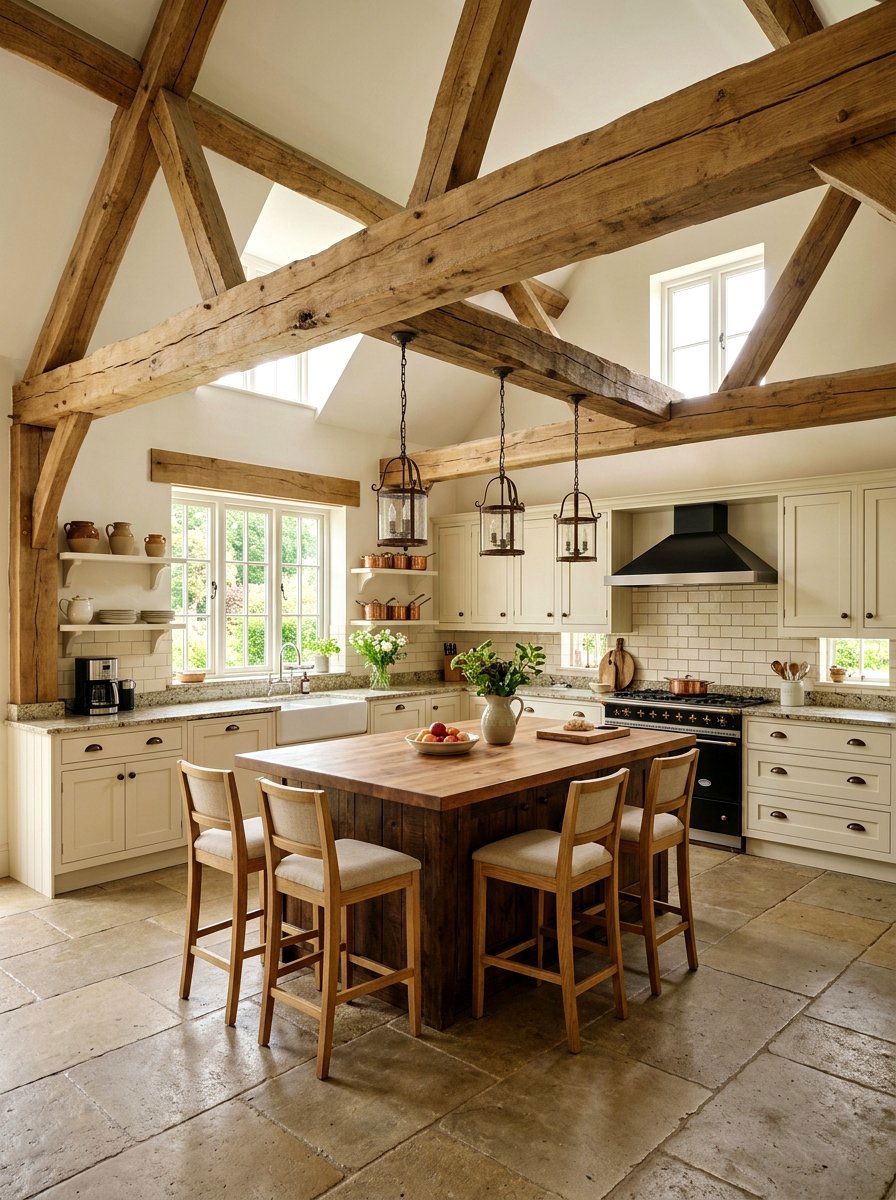 Kitchen Wood Beam - 30 cozy kitchen ideas