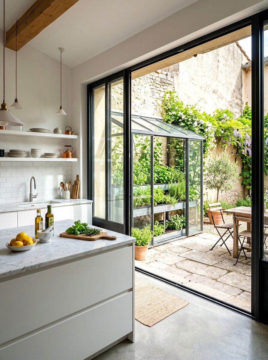 Kitchen adjacent courtyard - 30 indoor courtyard home ideas