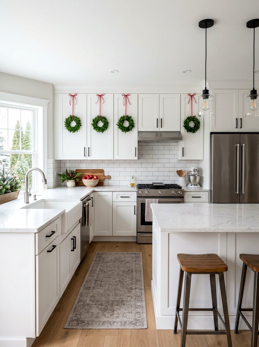 Kitchen cabinet wreath - 30 wreath wall display ideas