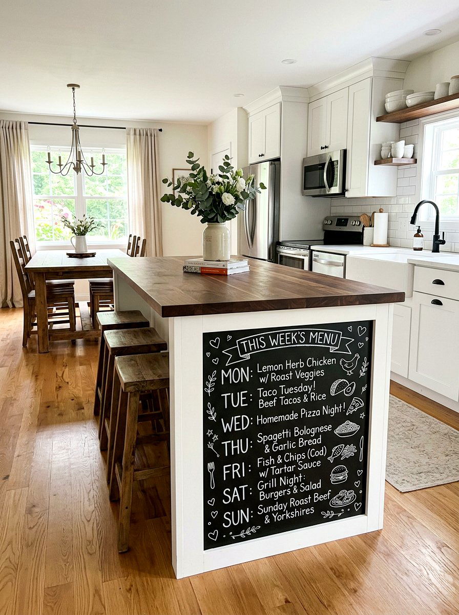 Kitchen chalkboard panel - 30 island end cap ideas