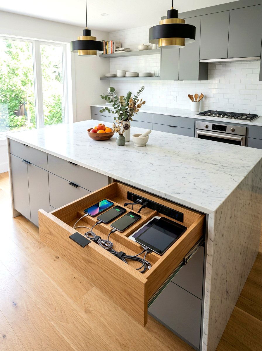 Kitchen charging drawer - 30 charging station ideas