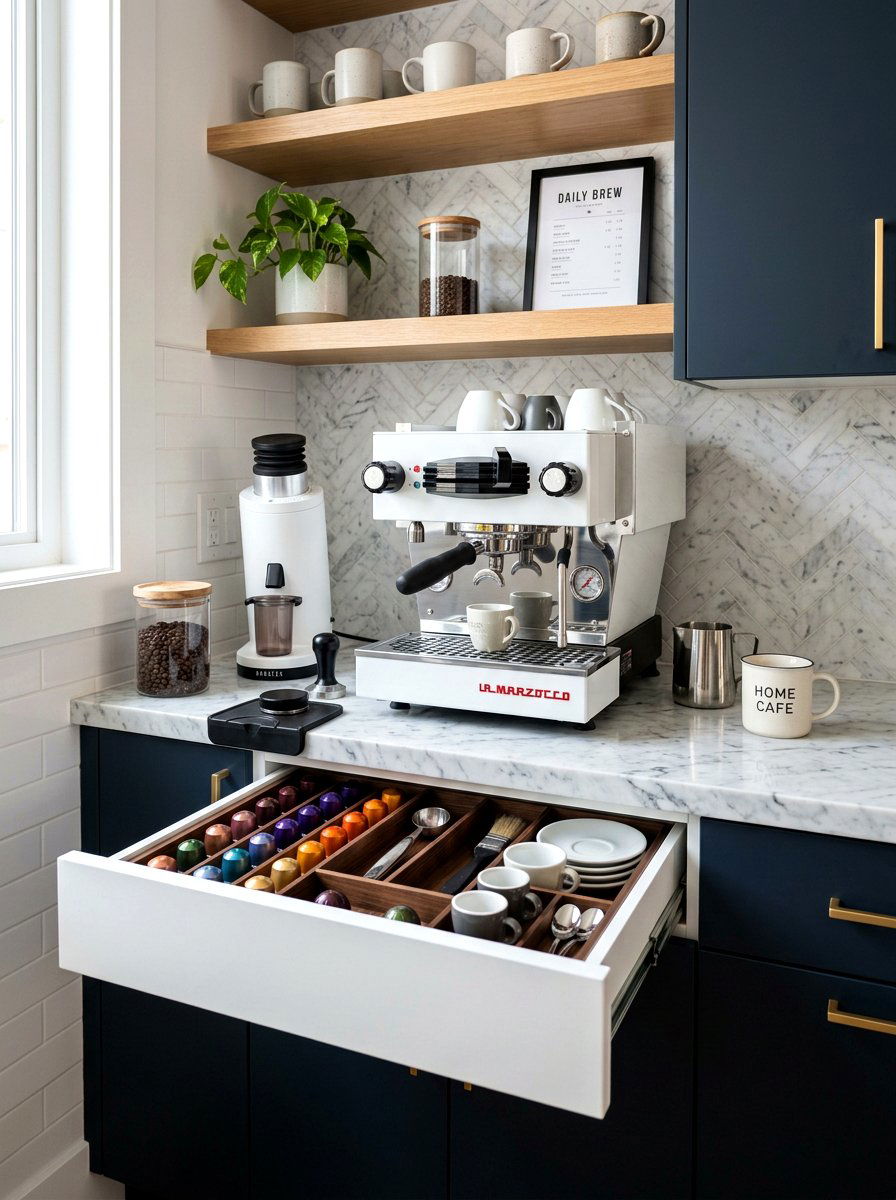Kitchen coffee floating drawer - 30 floating drawer ideas