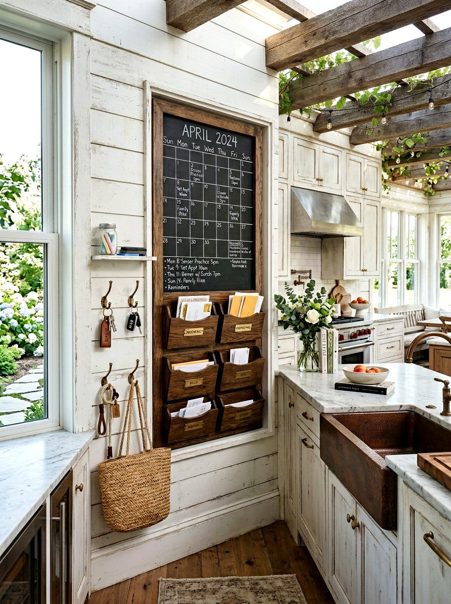 Kitchen command center - 30 paper clutter organization ideas