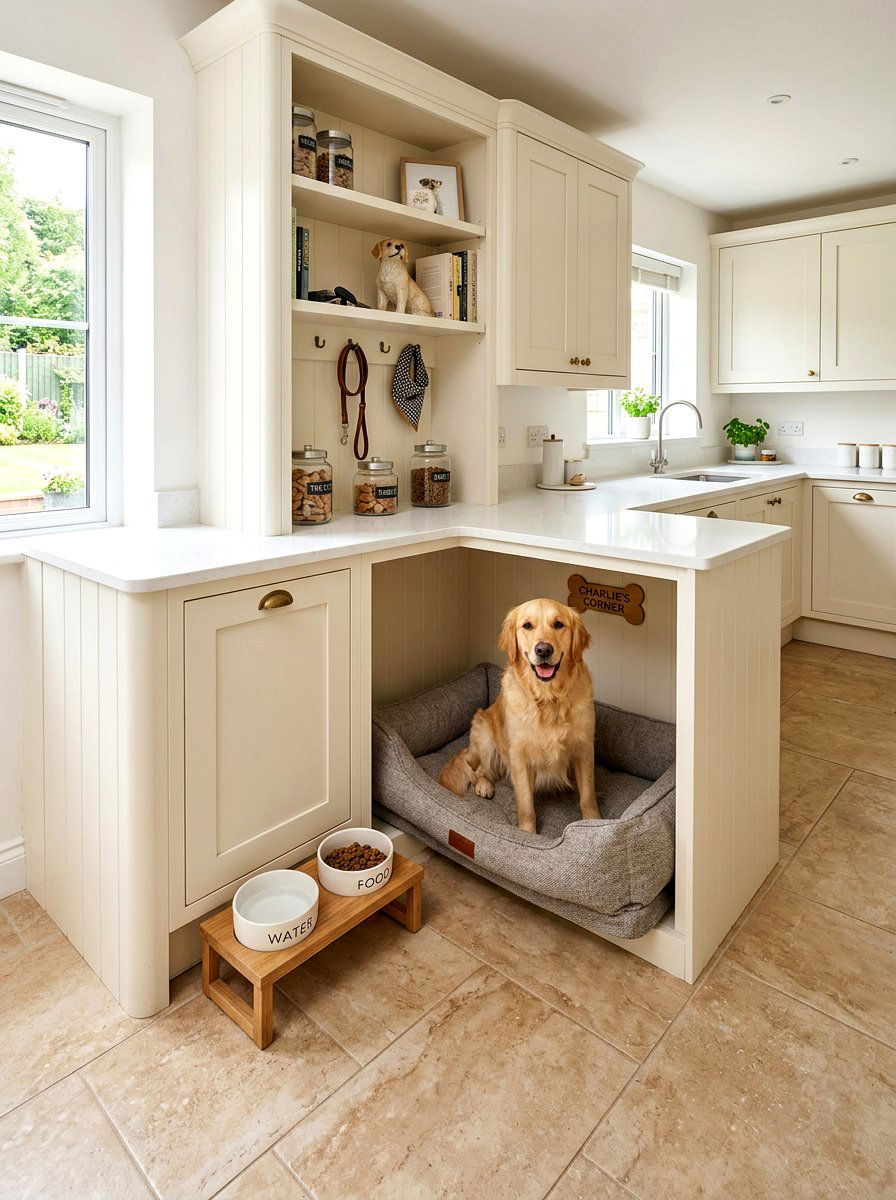 Kitchen corner dog nook - 30 pet station kitchen ideas
