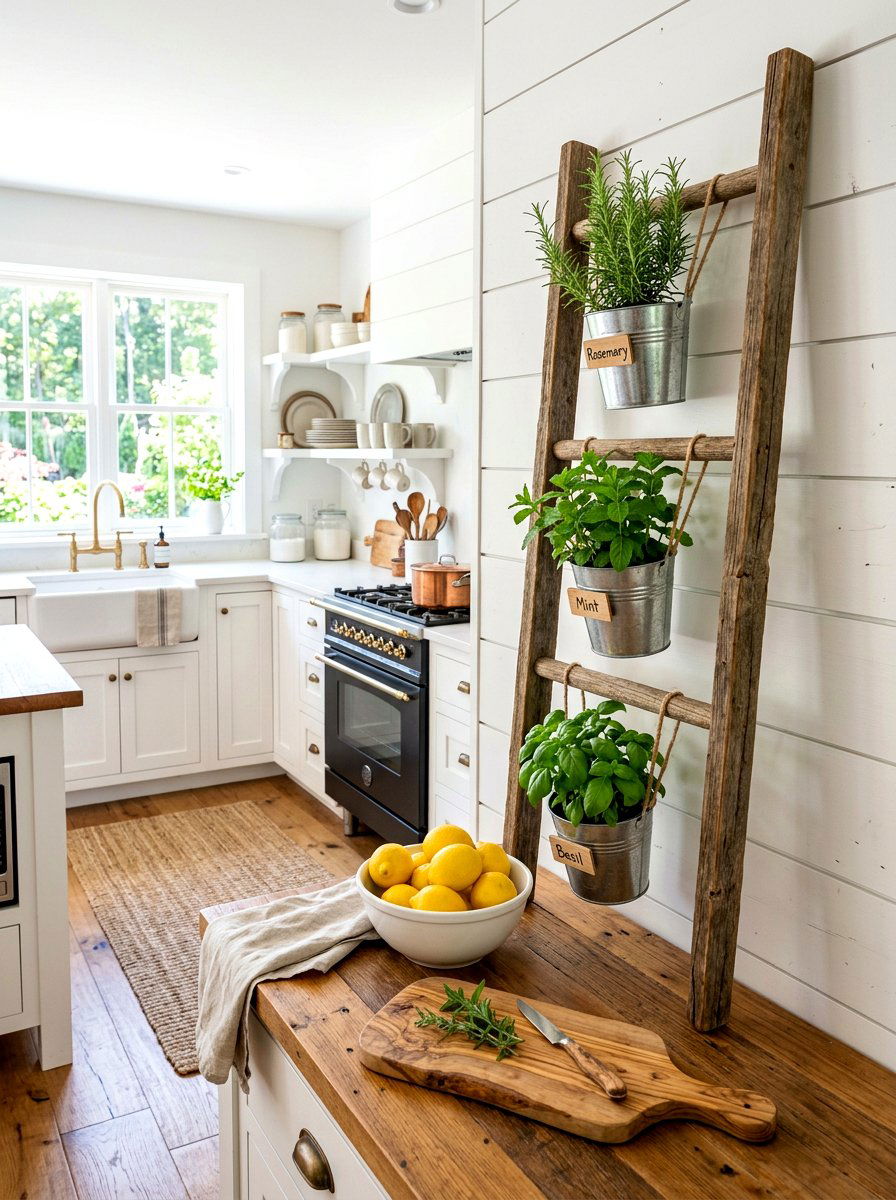 Kitchen herb ladder - 30 decorative ladder ideas