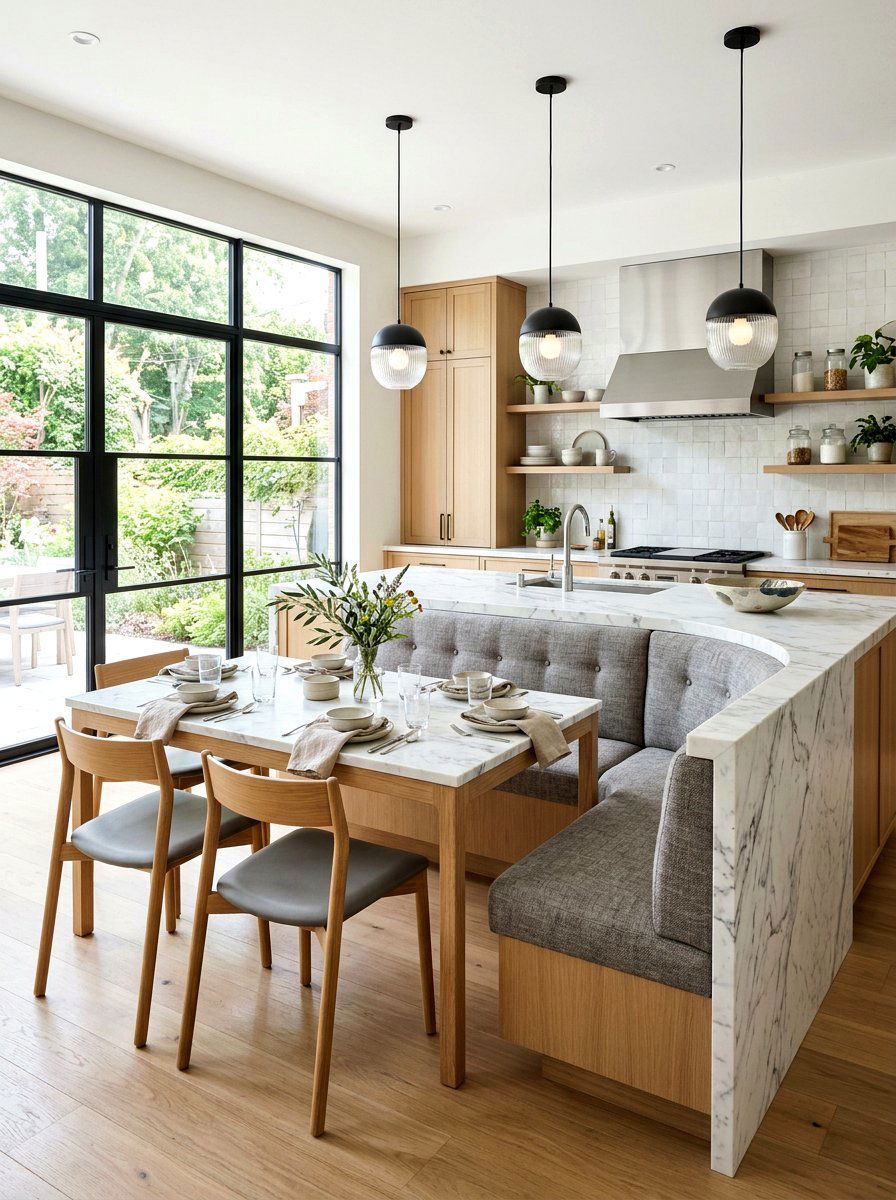 Kitchen island banquette - 30 banquette seating ideas