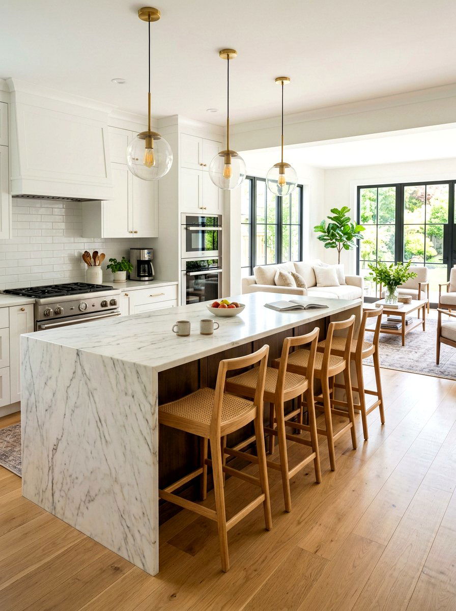 Kitchen island breakfast bar - 30 zoned open concept ideas