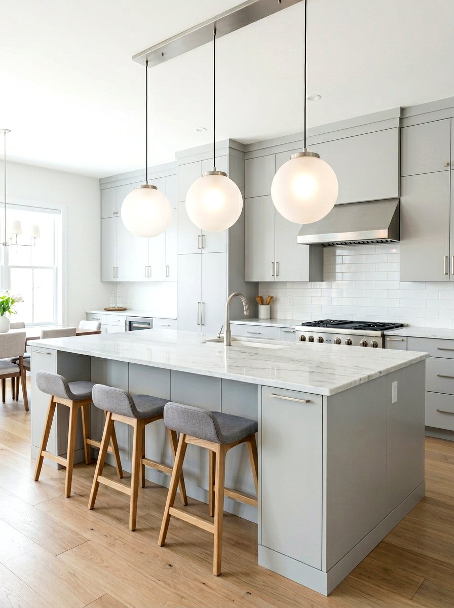 Kitchen island frosted globe pendant - 30 globe pendant ideas