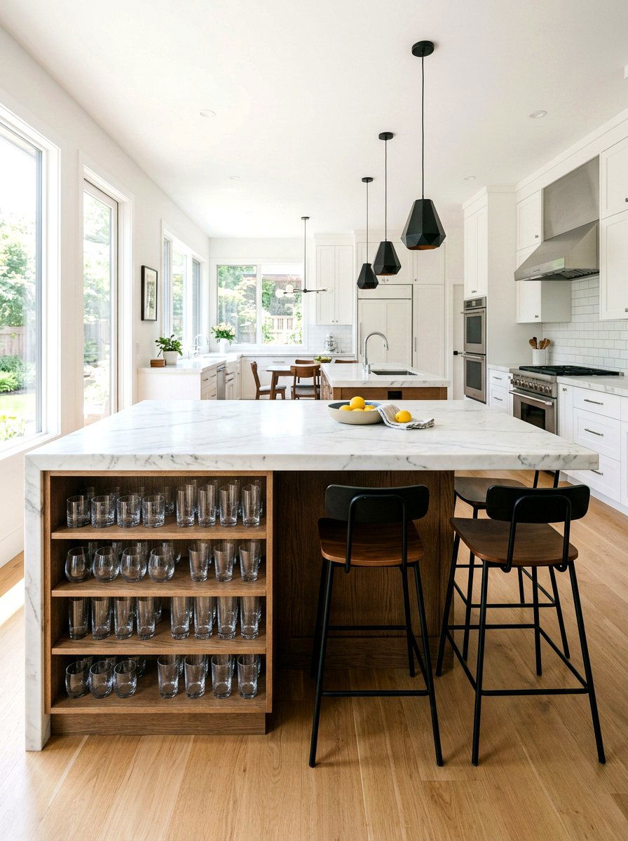 Kitchen island glassware storage - 30 glassware display ideas