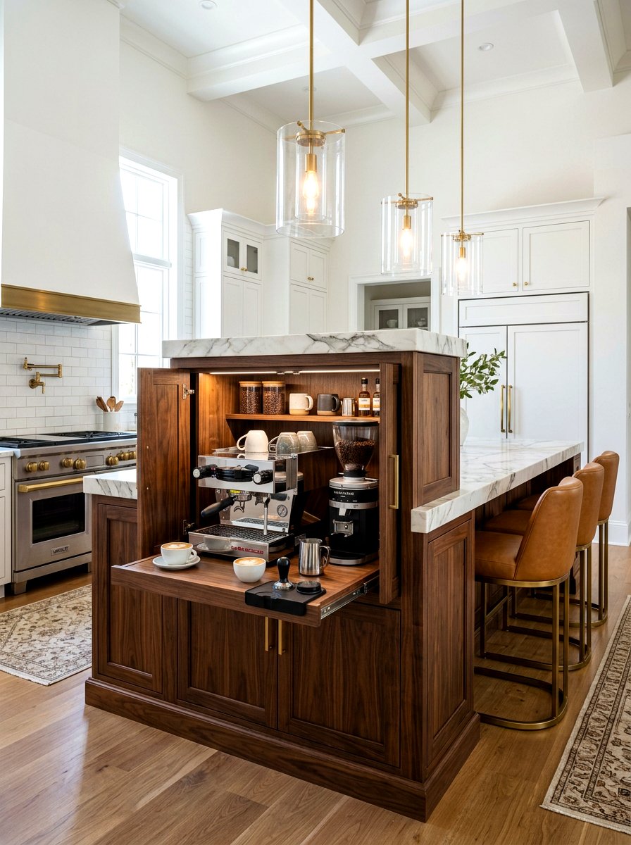 Kitchen island hidden coffee bar - 30 hidden coffee pantry ideas