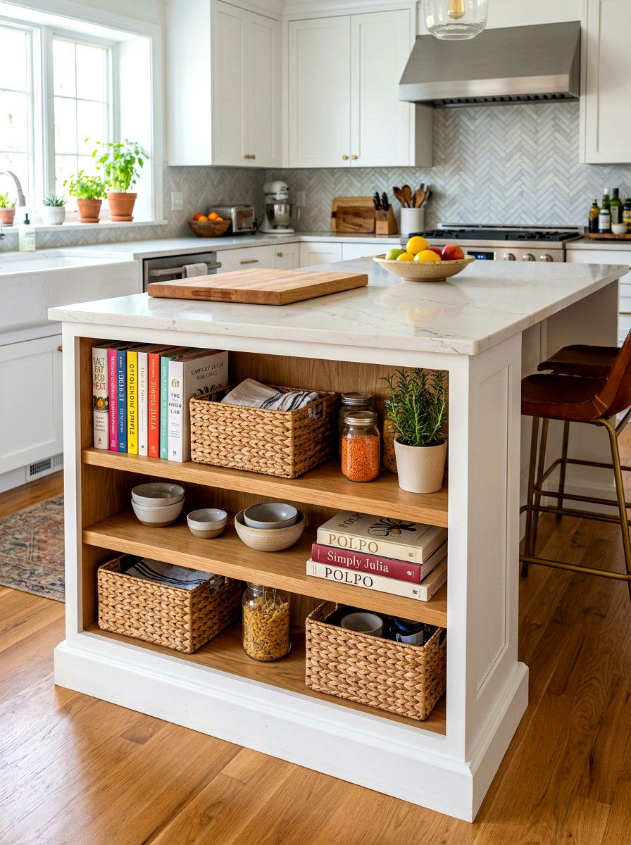 Kitchen island open shelving - 30 open kitchen shelf ideas