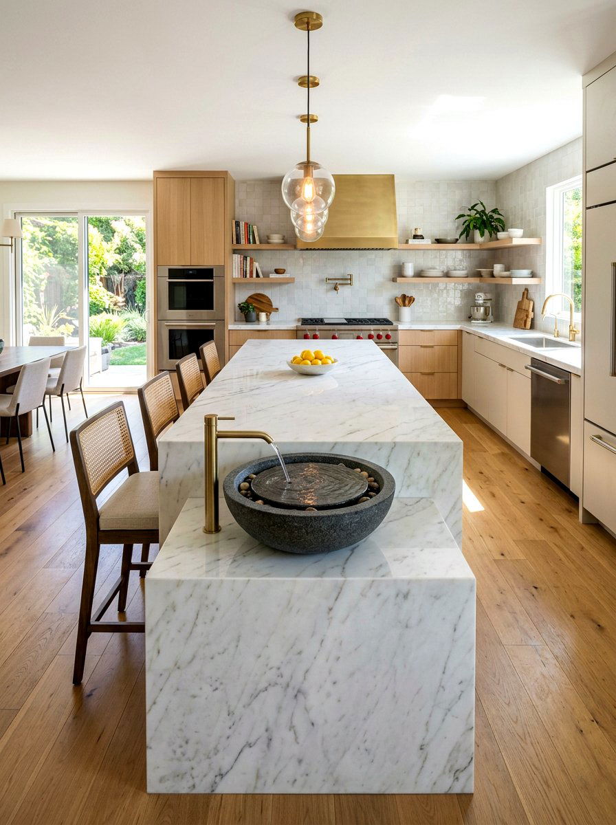 Kitchen island water fountain - 30 indoor fountain decor ideas