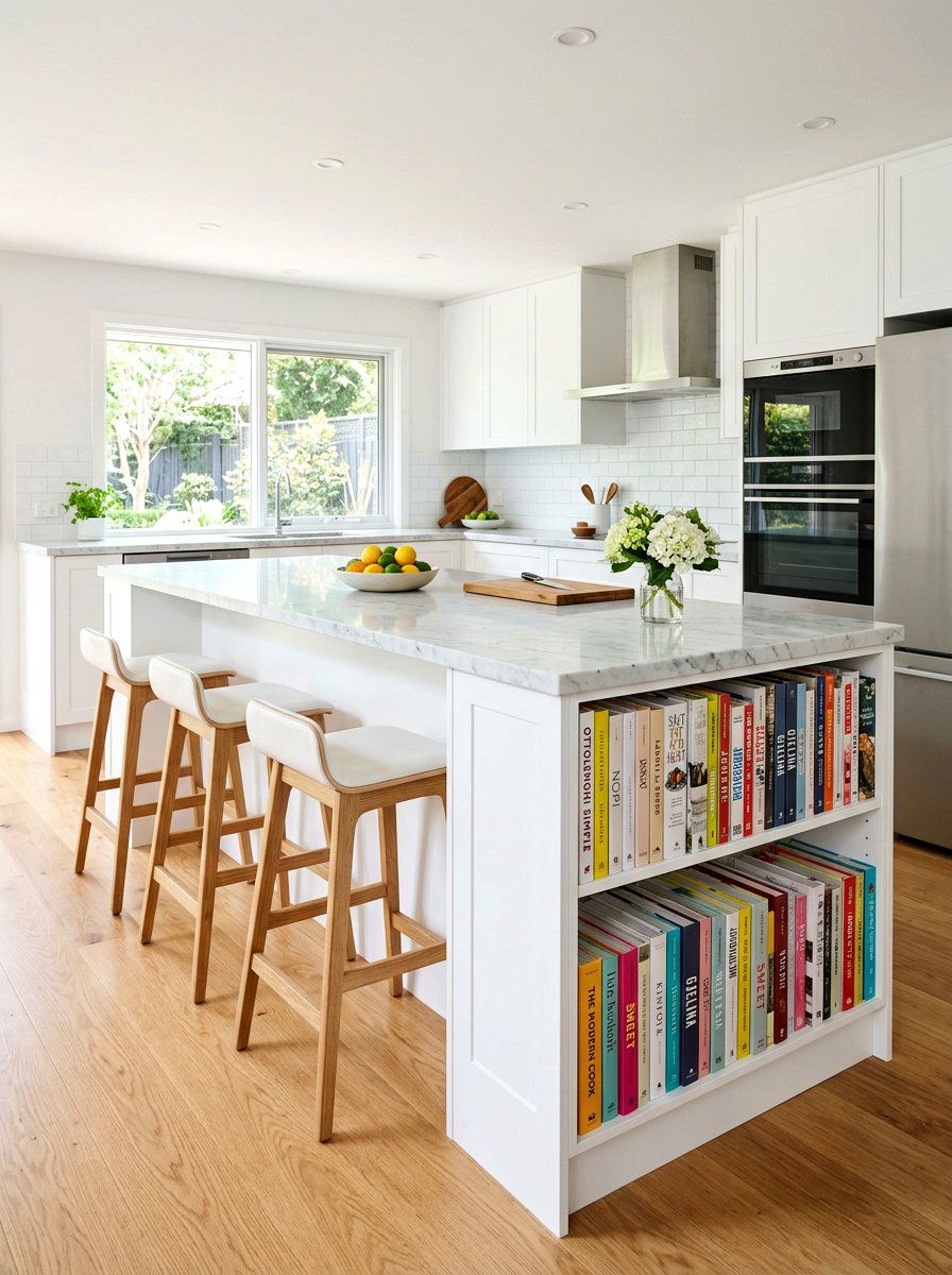 Kitchen island with bookshelf - 30 book shelf kitchen ideas
