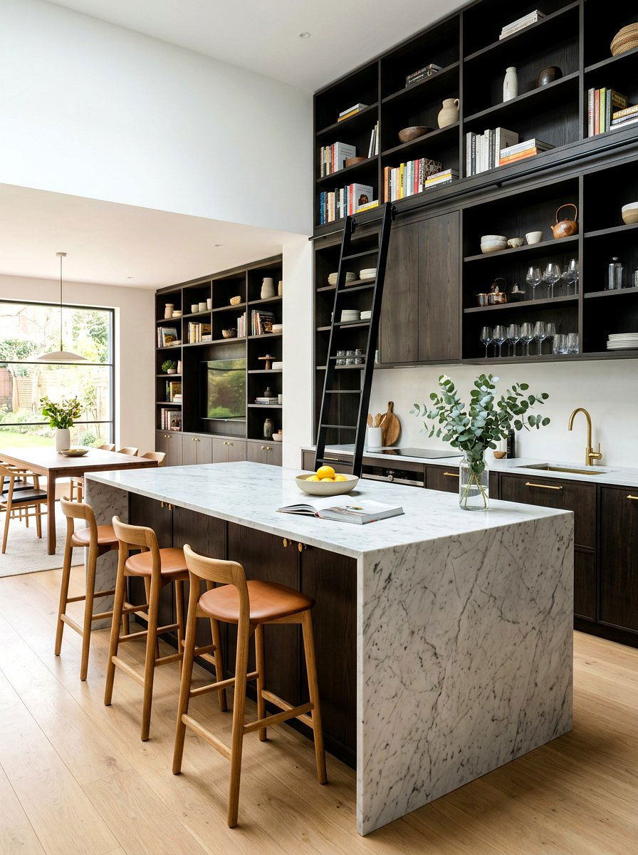 Kitchen island with ladder - 30 library ladder kitchen ideas