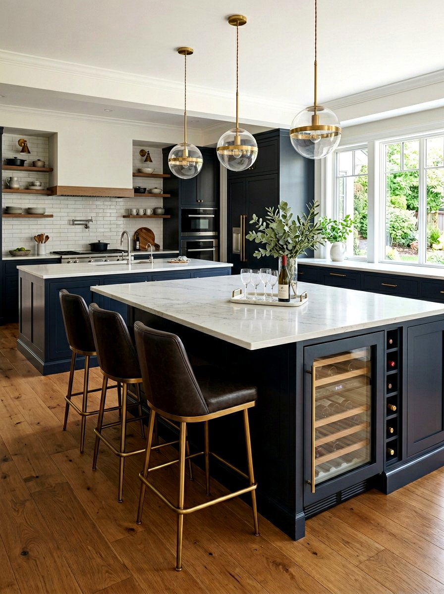 Kitchen island with seating - 30 double island kitchen ideas