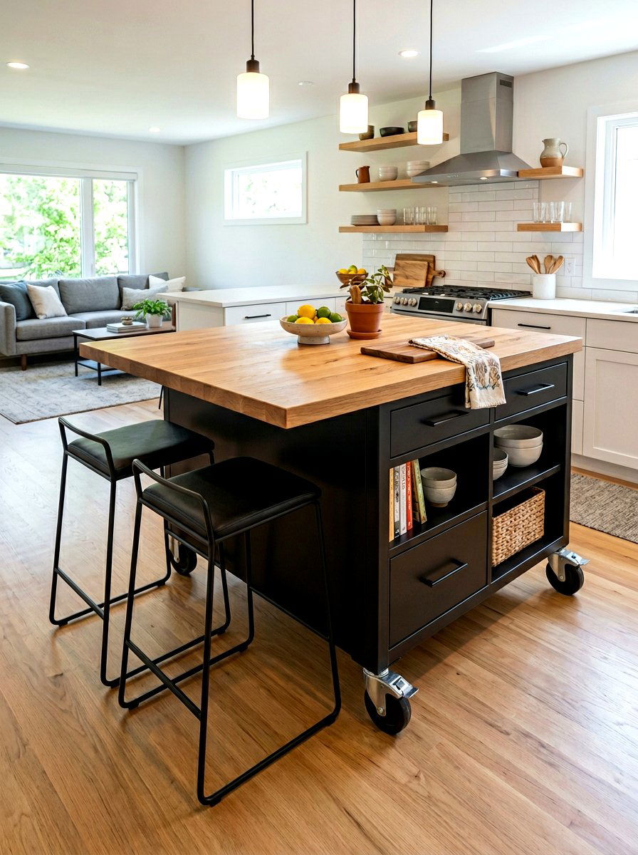 Kitchen island with seating and heavy duty wheels - 30 movable kitchen island ideas