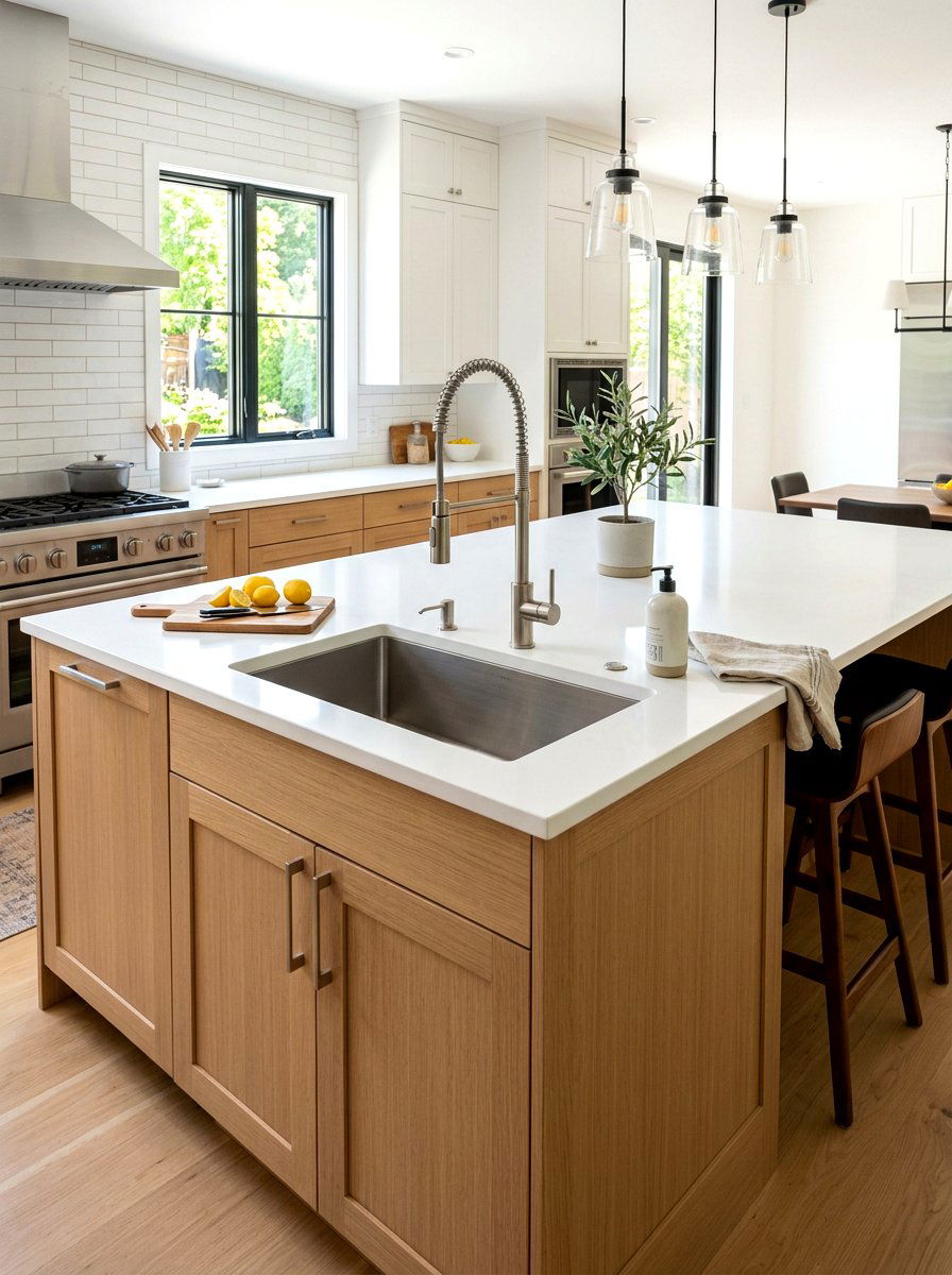 Kitchen island with undermount sink - 30 kitchen island with sink ideas