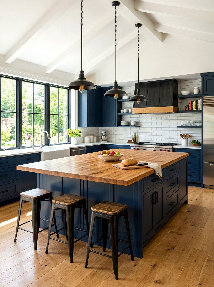Kitchen island with wood top - 30 butcher block countertop ideas