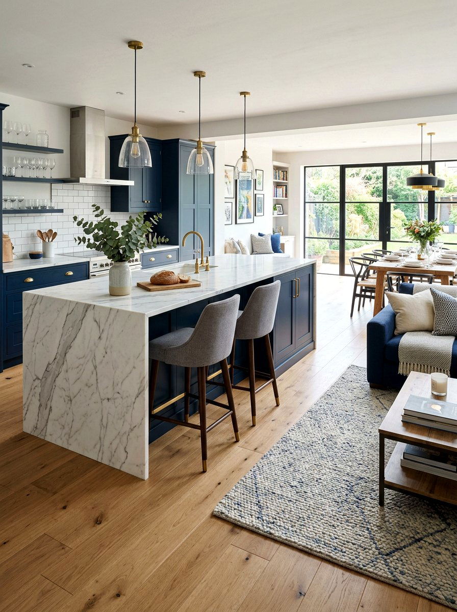 Kitchen island zoning - 30 broken floor plan apartment ideas