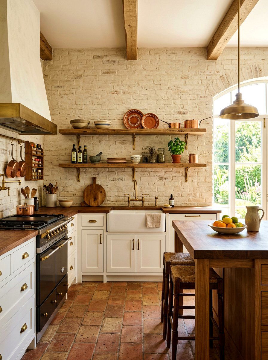 Kitchen limewash brick backsplash - 30 limewashed brick wall ideas