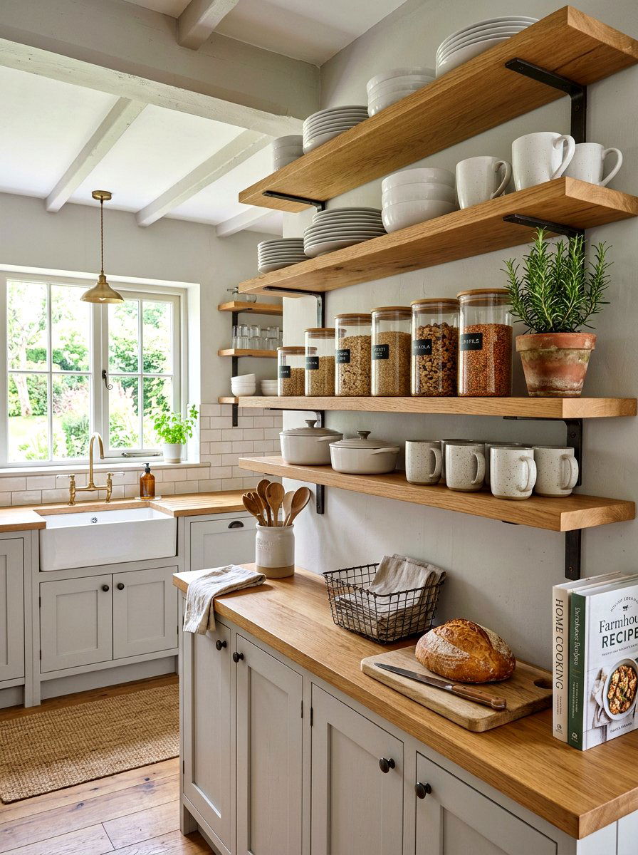 Kitchen open shelving - 30 wall shelf decor ideas