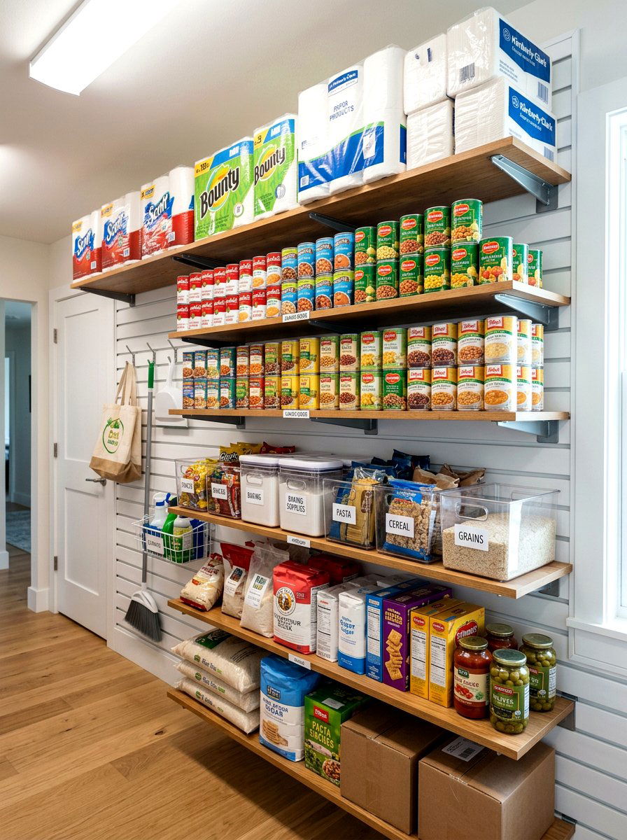Kitchen pantry overflow zone - 30 garage slatwall ideas