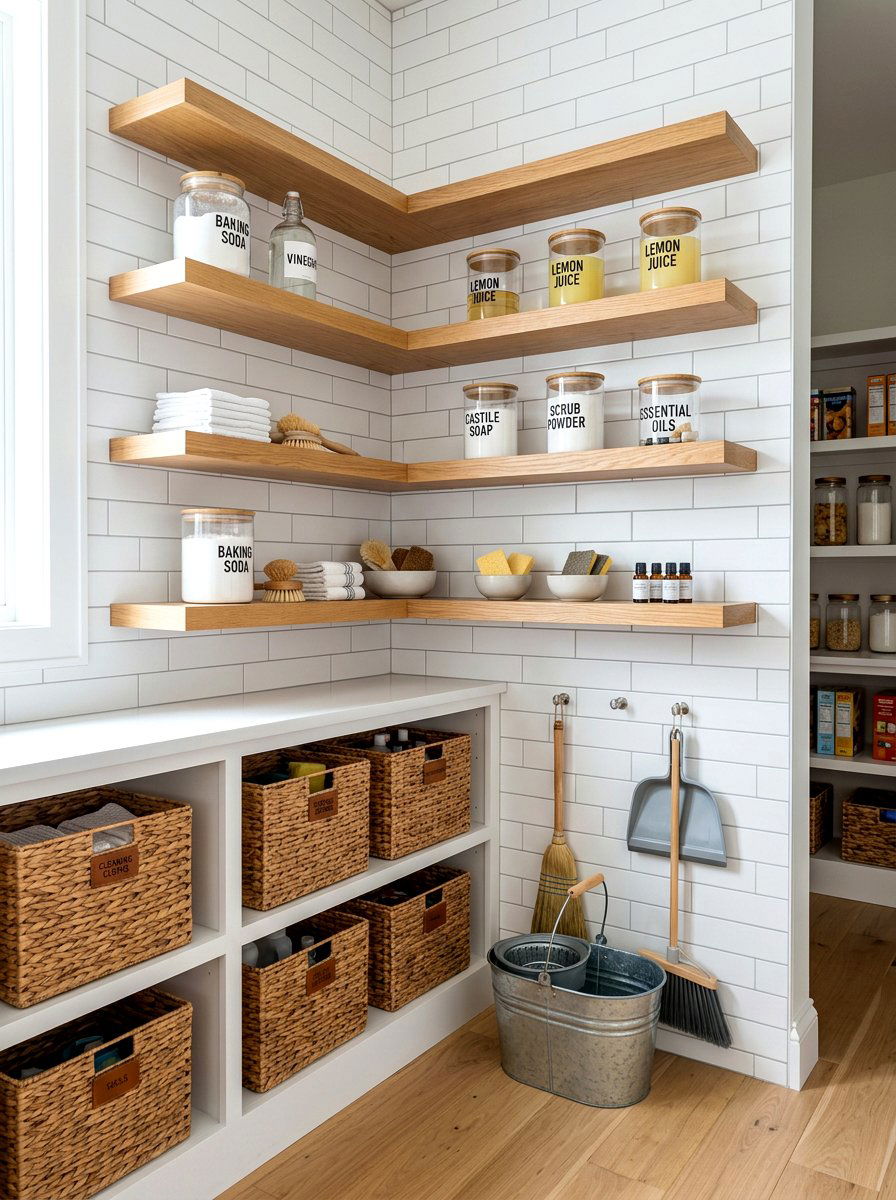 Kitchen pantry storage nook - 30 green cleaning station ideas