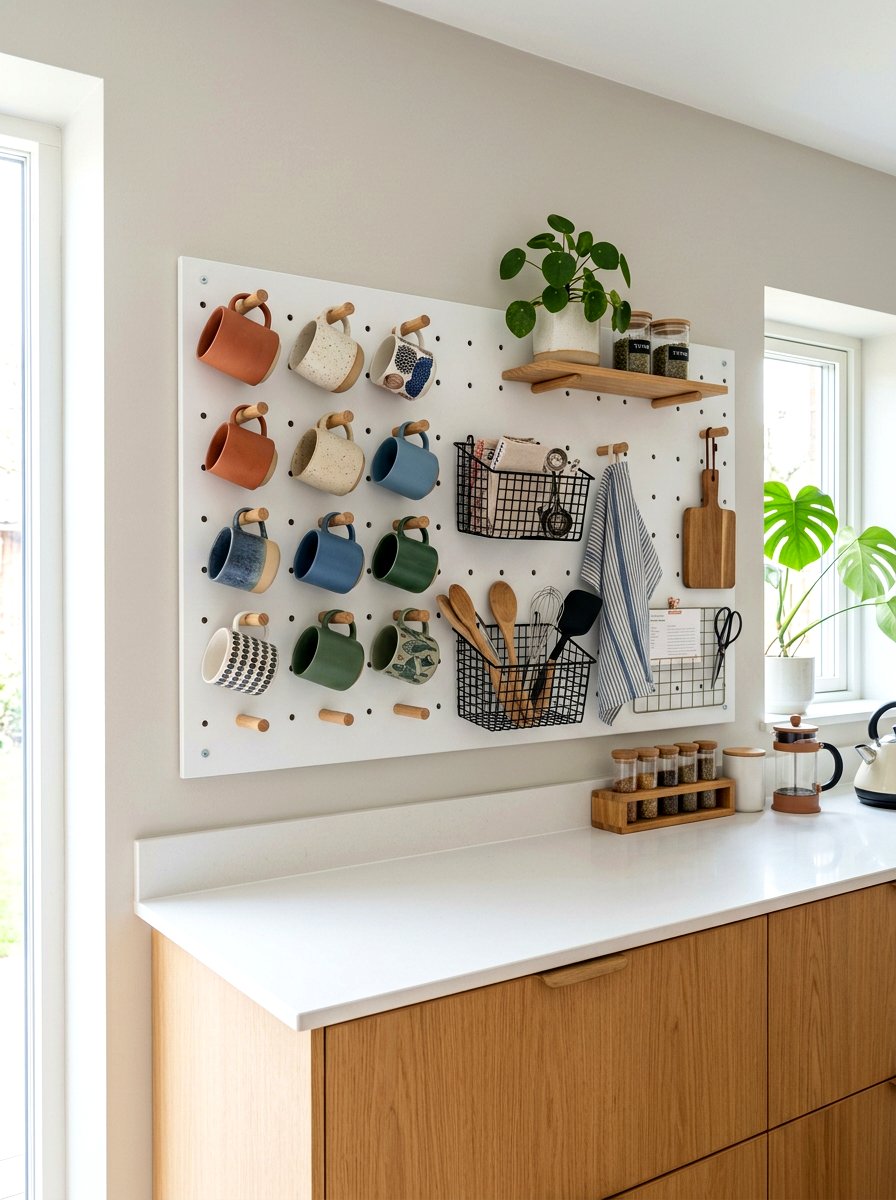 Kitchen pegboard organizer - 30 mug display ideas