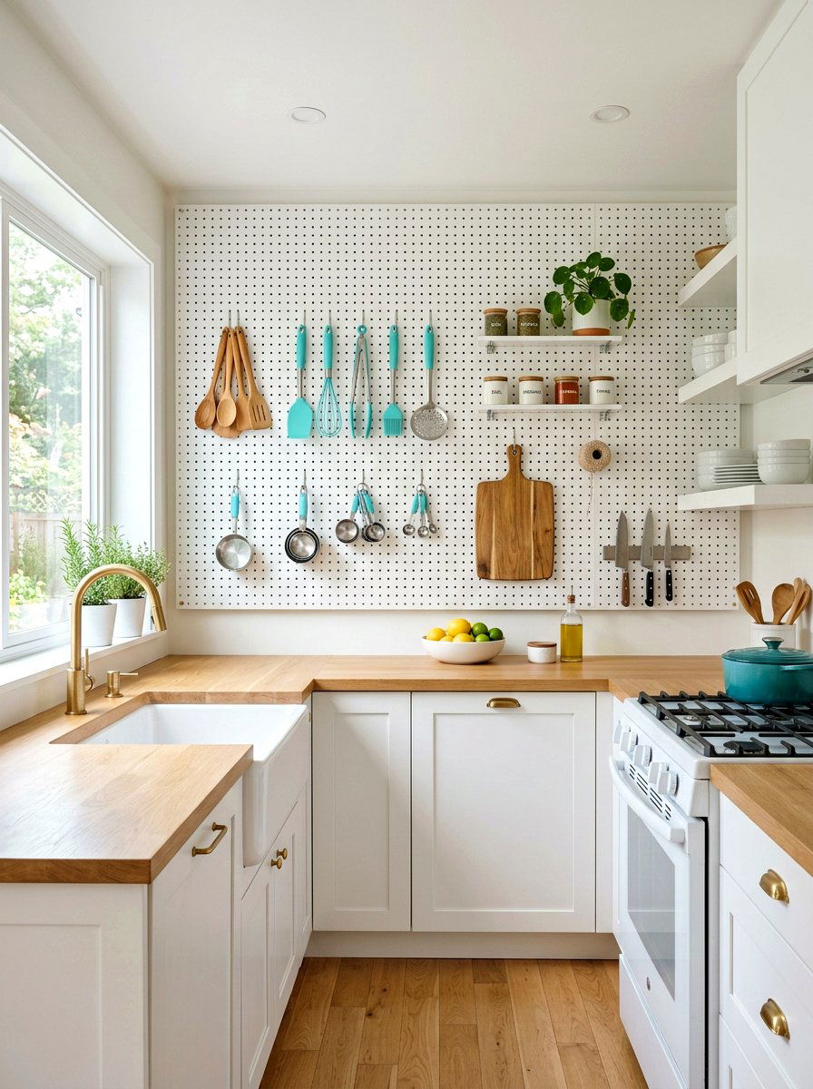 Kitchen pegboard wall - 30 rental kitchen ideas