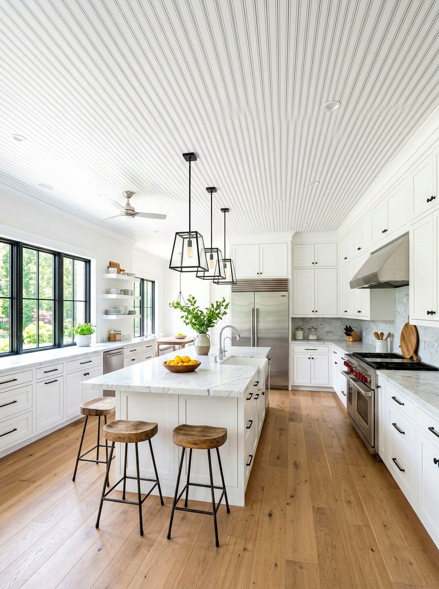 Kitchen striped ceiling - 30 striped ceiling ideas