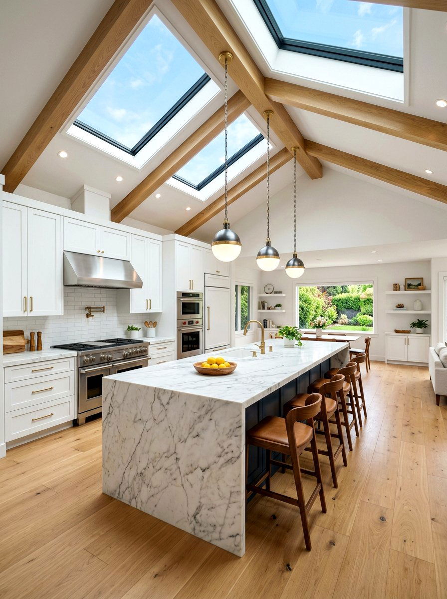 Kitchen vaulted ceiling with skylights - 30 vaulted ceiling ideas