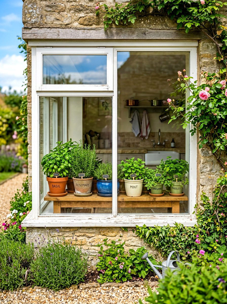 Kitchen window herb garden - 30 backyard herb garden ideas