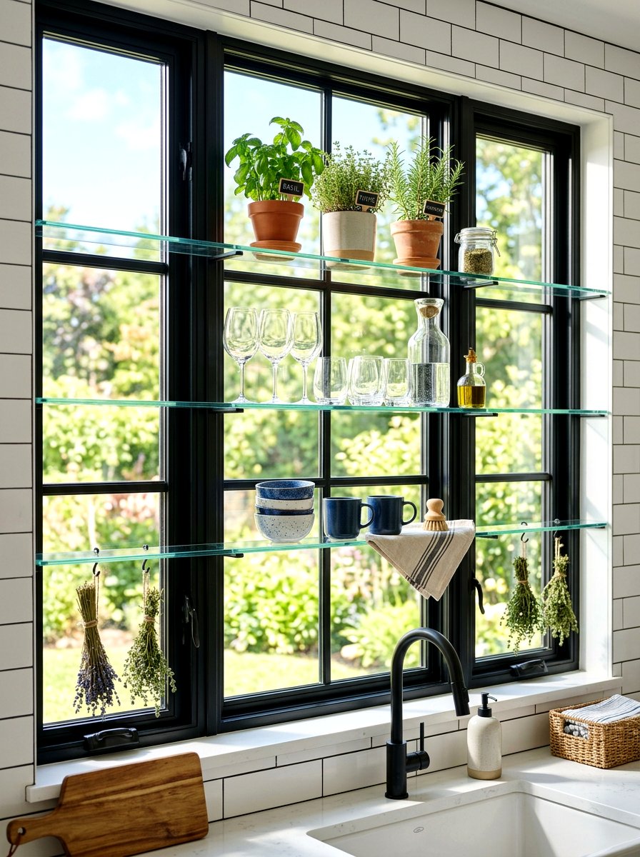 Kitchen window shelving - 30 open kitchen shelf ideas
